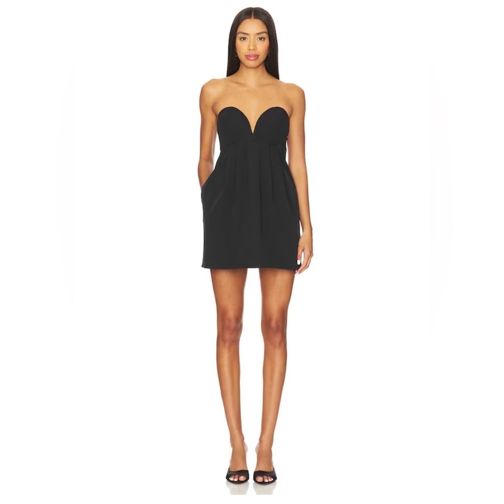Free People Floreo Strapless Sweetheart Mini Dress in Black Sz 10 NWT